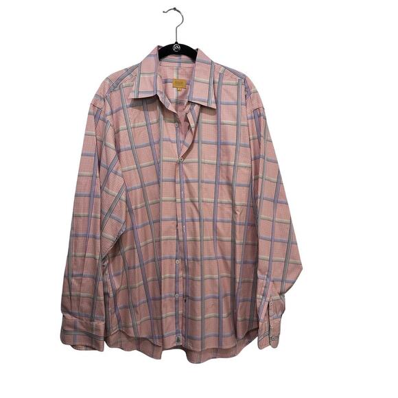 Robert Talbott Men's Orange Plaid Long Sleeves Button Down Shirt Size XL - Picture 1 of 4